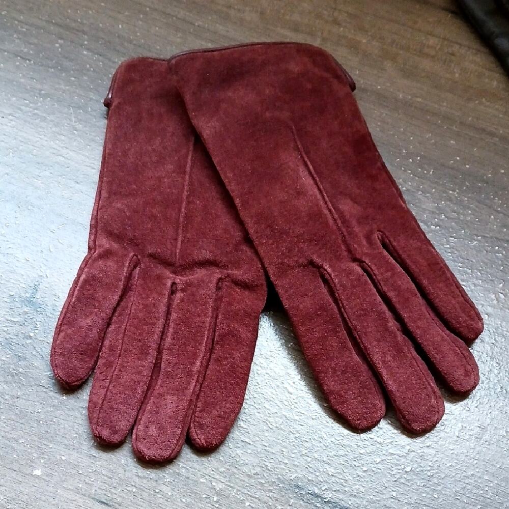 Aris Burgundy Suede Gloves Lined